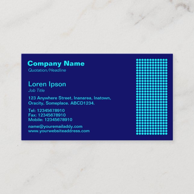 Dot Motif - Cyan on Navy Visitenkarte (Vorderseite)