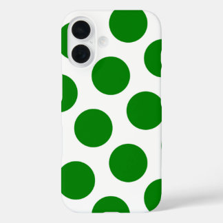Dot-Muster für weiße und grüne Polka iPhone 16 Hülle