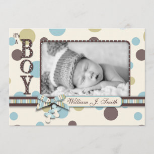 Dot Print mit 3D-Look Bow Birth Ankündigung
