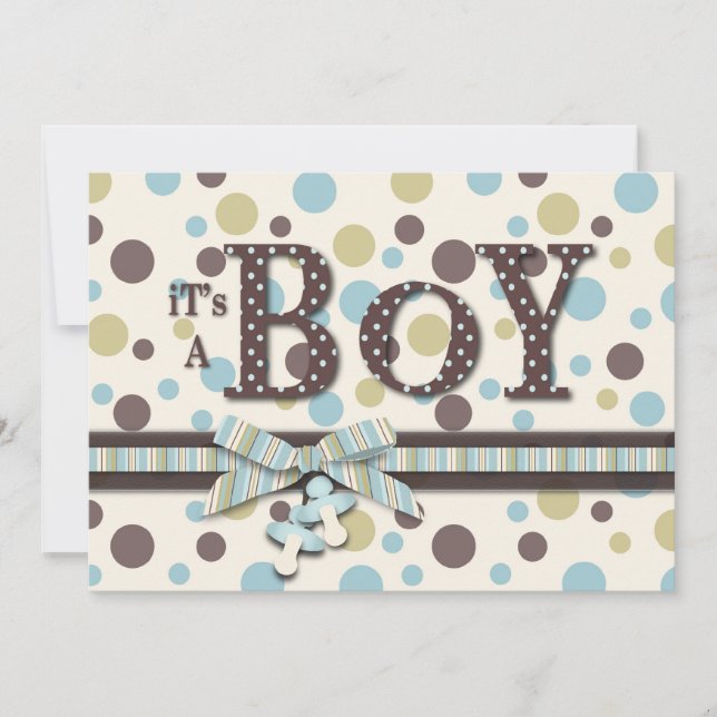 Dot Print und 3D-Look Bow Baby Dusche Einladung (Vorderseite)