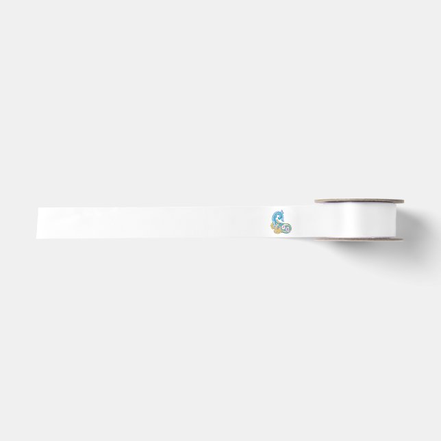 Dot, Sherpa Blue, Golden Sand Design Satinband (Vorderseite)