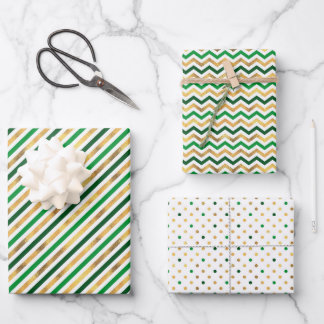 Dot Waves Striped St. Patrick's Day Geschenkpapier Set