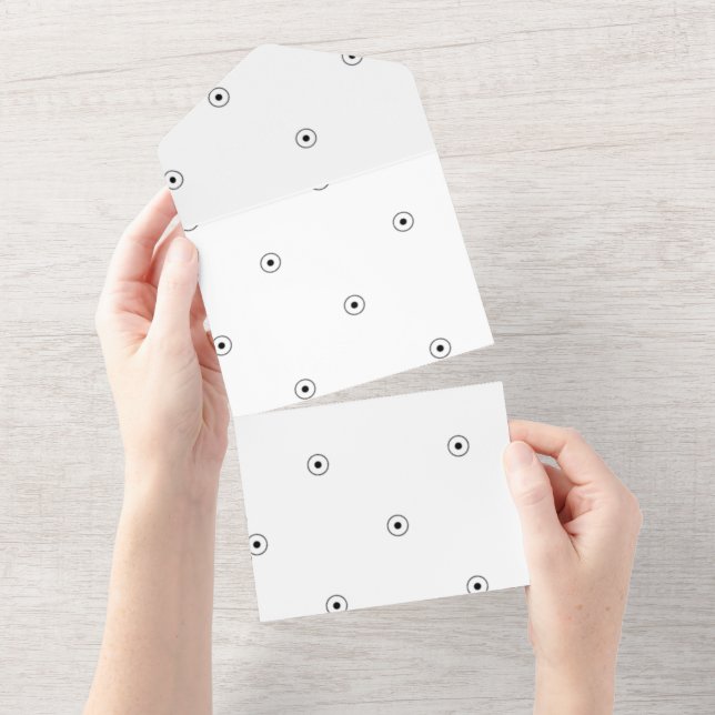 Dot, weißer Rauch All In One Einladung (Abreißen)