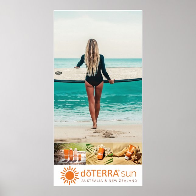 dōTERRA Sun Care Ad - Surfer Girl, auf Leinwand Poster (Vorne)