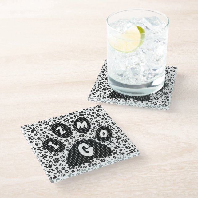 Dotglaspfoten Schwarz/Weiß Polka Dot Untersetzer (Schrägansicht)