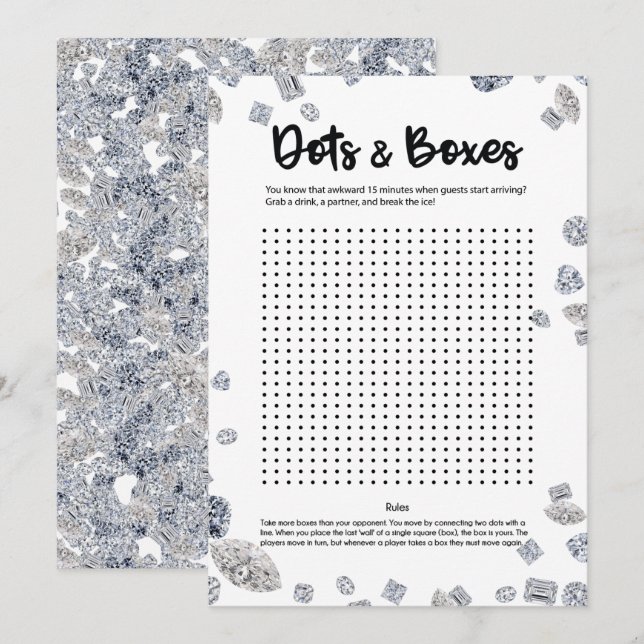 Dots and Boxes Brautparty Ice Breaker Game Einladung (Vorne/Hinten)