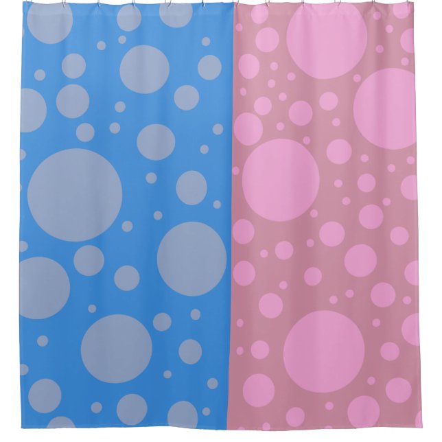 Dots Blue Pink Duschvorhang (Vorderseite)