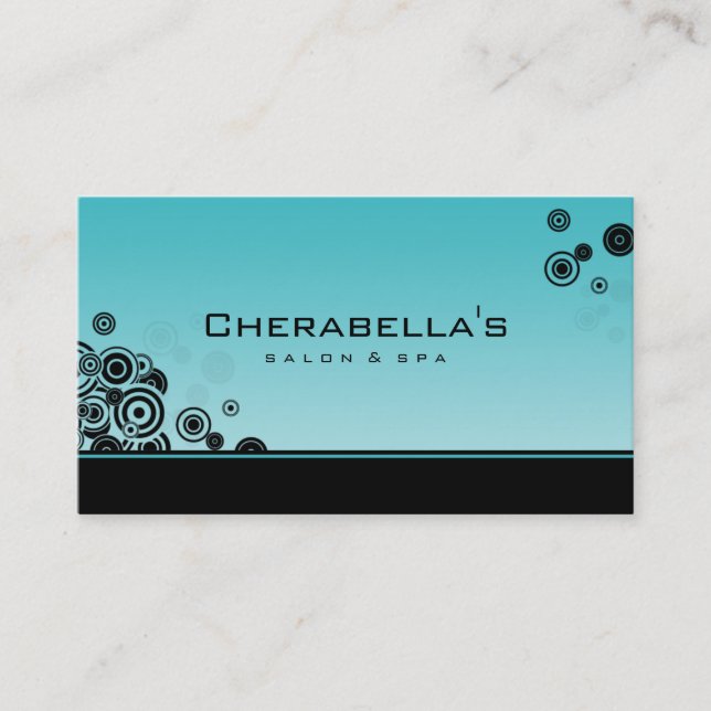Dots Business Card Salon Spa Trendy Turquoise Blue Visitenkarte (Vorderseite)