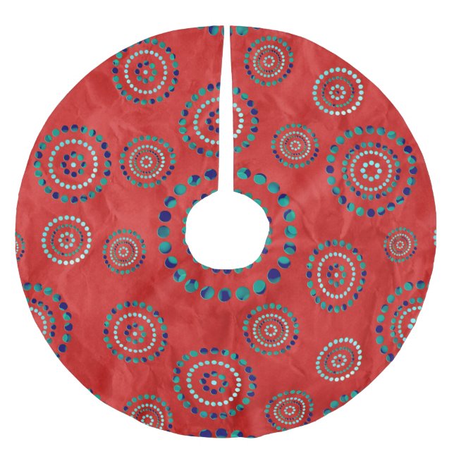 Dots Circle Power Blume + Ihr Backgr. Ideen Polyester Weihnachtsbaumdecke (Vorderseite)