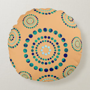 Dots Circle Power Blume + Ihr Backgr. Rundes Kissen