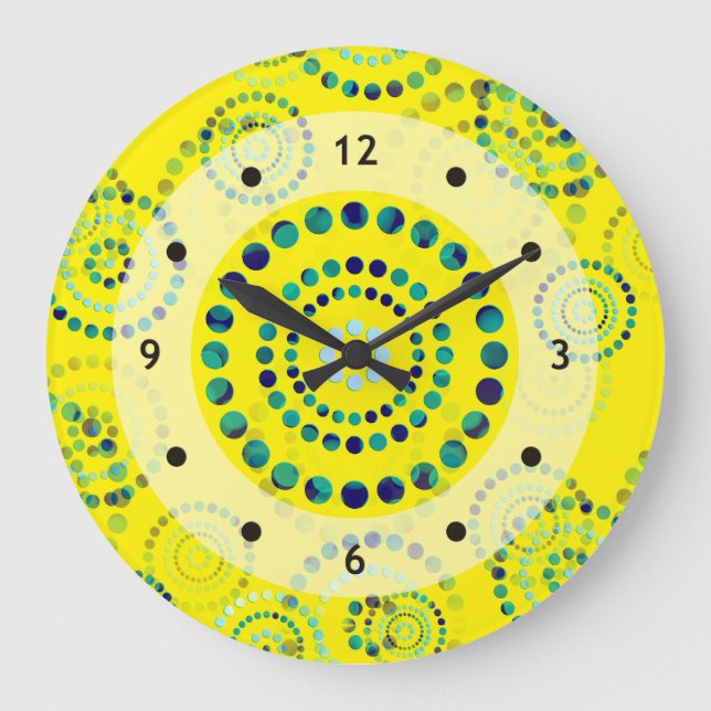 Dots Circle Power Blume II + Ihr Backgr. Idee Große Wanduhr (Vorderseite)