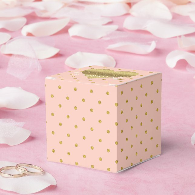 Dots-Gastgeschenke aus rosa und goldfarbenem Polka Geschenkschachtel (Hochzeit)