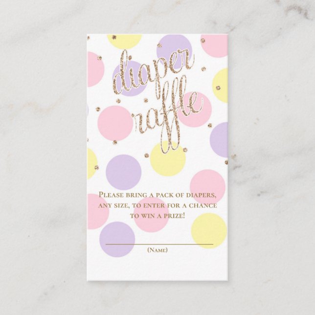 Dots & Glitzer - Baby Shower Diaper Raffle Ticket Begleitkarte (Vorderseite)