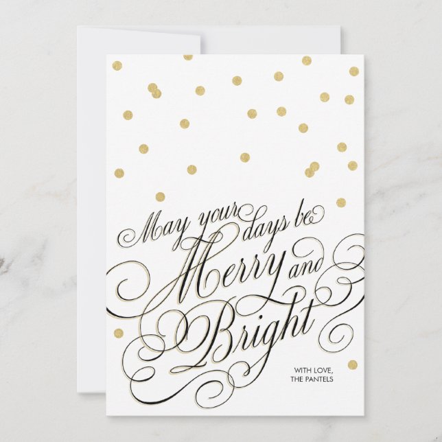Dots Gold Script Holiday Card Feiertagskarte (Vorderseite)