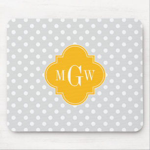 Dots Goldenrod 3 Monogramm Mousepad