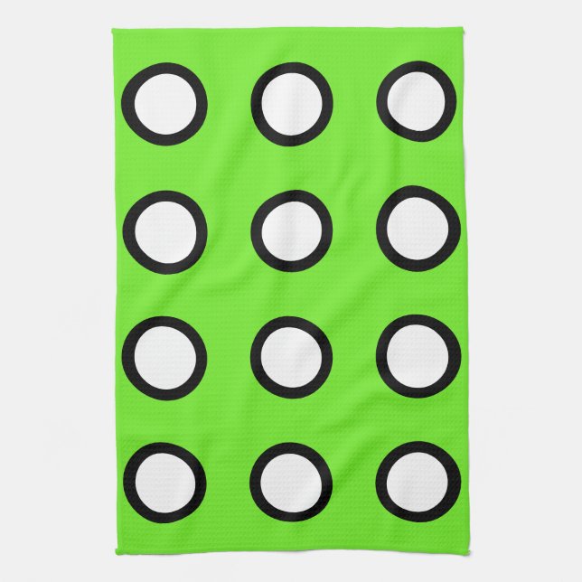 Dots Green White Black 4Mel Geschirrtuch (Vertikal)