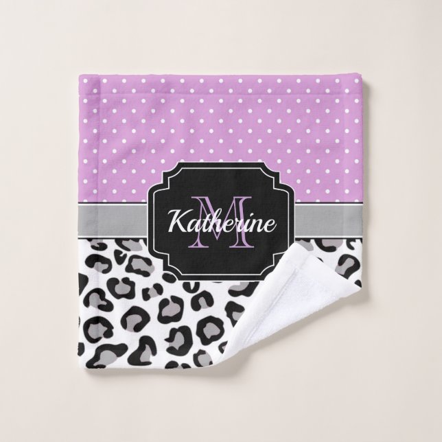 Dots & Leopard Print Badhandtuch Set (Waschlappen)