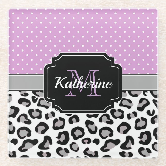 Dots & Leopard Print Glasuntersetzer (Vorderseite)