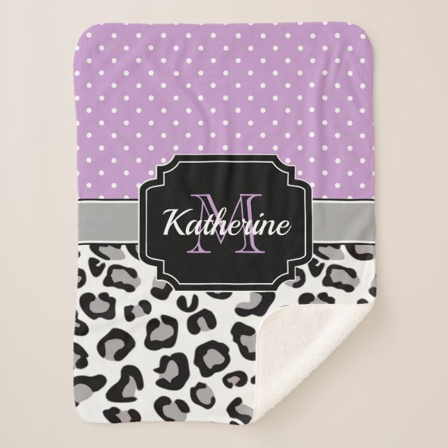 Dots & Leopard Print Sherpadecke (Vorderseite)