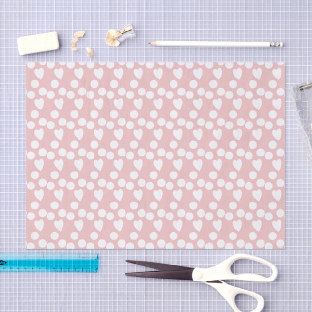 Dots & Liebe Herz weiß pink Seidenpapier (Handwerk)