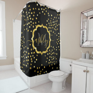 Dots Monogramm für Golden Glitzer Duschvorhang