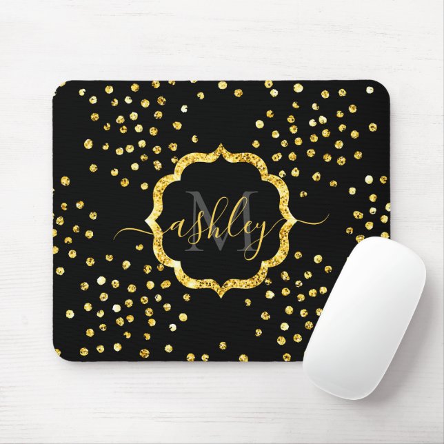 Dots Monogramm für Golden Glitzer Mousepad (Mit Mouse)