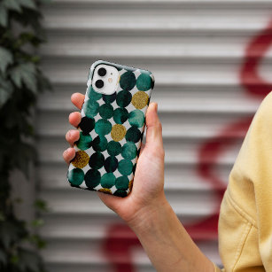 Dots pattern - emerald and gold glitter Case-Mate iPhone hülle