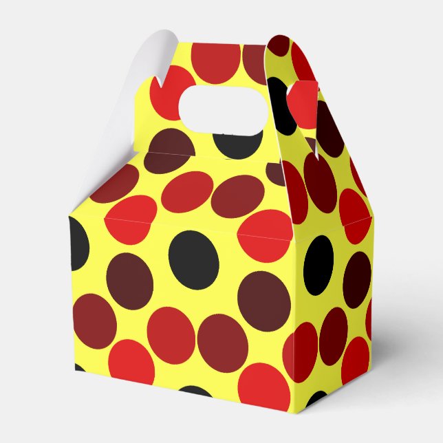 Dots Red Yellow Gable Favor Box Geschenkschachtel (Vorderseite)