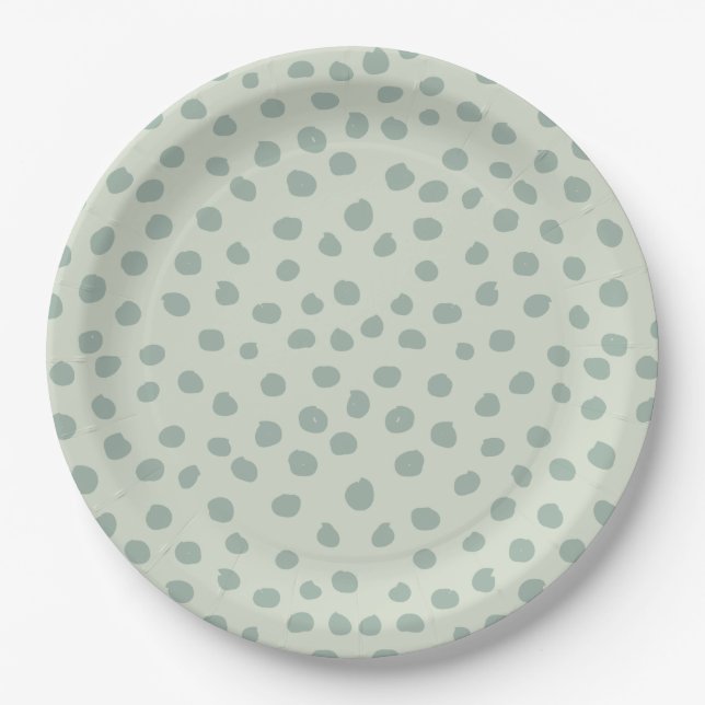 Dots Sage Green Pappteller (Vorderseite)