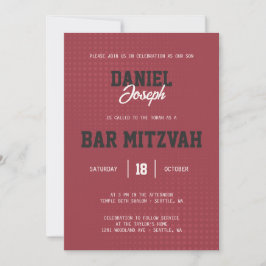 Dots Sport Maroon Bar Mitzvah Einladung