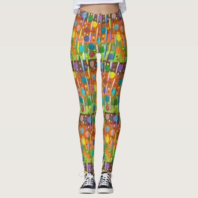 Dots Stripes mehrfarbig Candy Confetti Bright Leggings (Vorderseite)