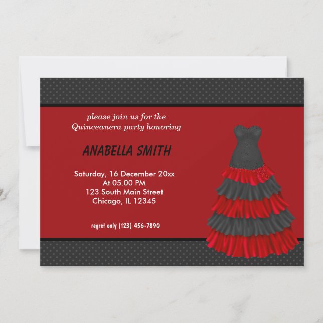 Dots Sweet Quinceanera Einladung (Vorderseite)