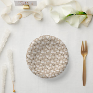 Dots - Taupe, Schwarz und Weiß Pappteller