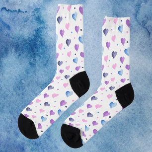 Dots Watercolor Muster Pink Blau Lila Socken
