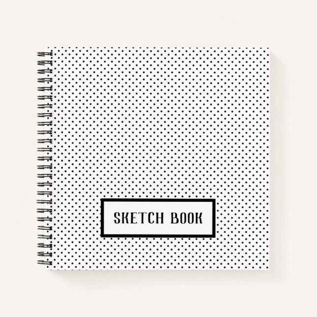 Dots White Black Polka Dot Sketch Notizbuch (Vorderseite)