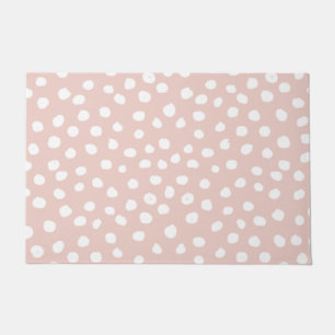 Dots Wild Animal Print Blush Pink und White Spots Fußmatte