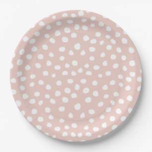 Dots Wild Animal Print Blush Pink und White Spots Pappteller