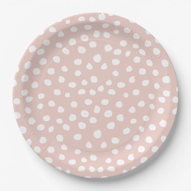 Dots Wild Animal Print Blush Pink und White Spots Pappteller (Vorderseite)