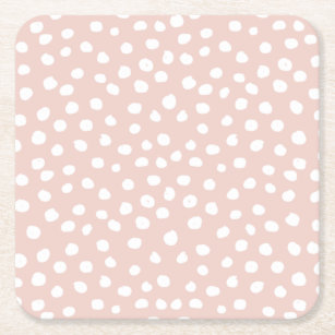 Dots Wild Animal Print Blush Pink und White Spots Rechteckiger Pappuntersetzer