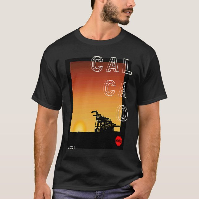 dOTSbayarea  CALCAO series Oakland cranes sunrise, T-Shirt (Vorderseite)