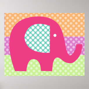 Dotted Elephant Kinderzimmer Poster