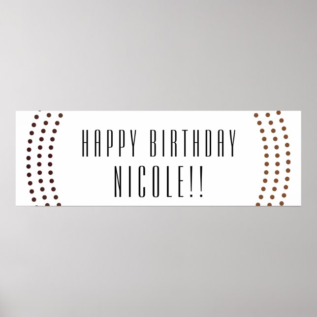 Dotted Gold Circles Modern Dots Party Banner Poster (Vorne)