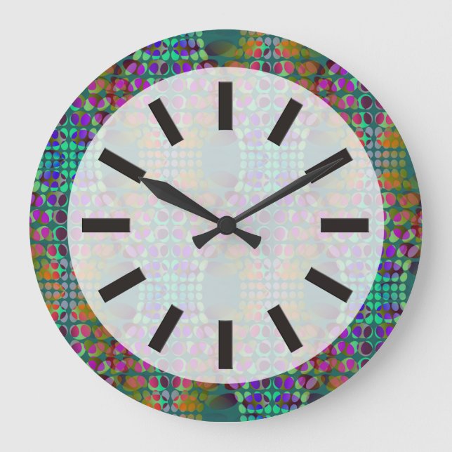 Dotted Orgeordnete Chaos Wallpaper farbig Große Wanduhr (Vorderseite)