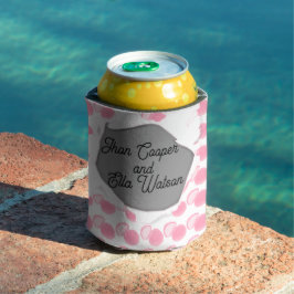 Dotted pink pastel aesthetic weeding can cooler dosenkühler