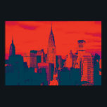 Dotted Red Blue Retro Style Pop Art New York City Poster<br><div class="desc">Red Blue Retro New York City Midtown Old Style Image - Old Vintag Style New York Arkade</div>