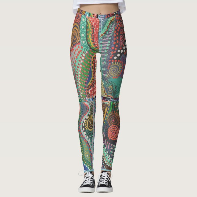 Dotted Tile design Leggings (Vorderseite)