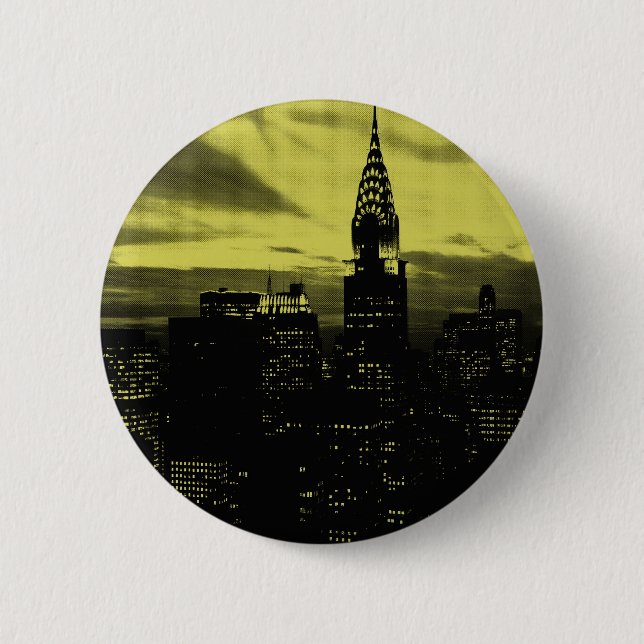 Dotted Yellow Black New York City Button (Vorderseite)