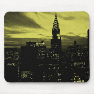 Dotted Yellow Black New York City Mousepad