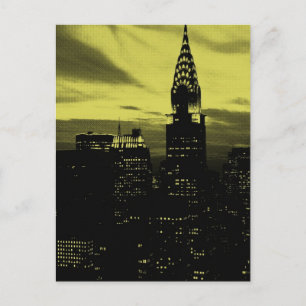 Dotted Yellow Black New York City Postkarte