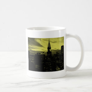 Dotted Yellow Black New York City Tasse